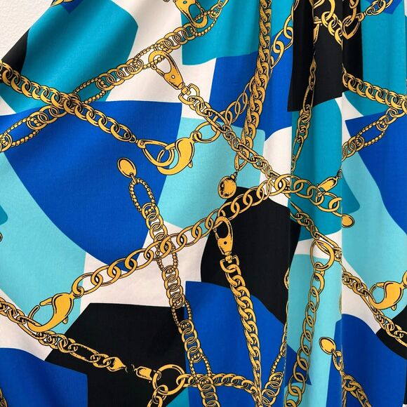 Jessica London Tunic Plus Size 30/32 Women's Top Blue Multicolor Graphic Chain - Picture 7 of 8